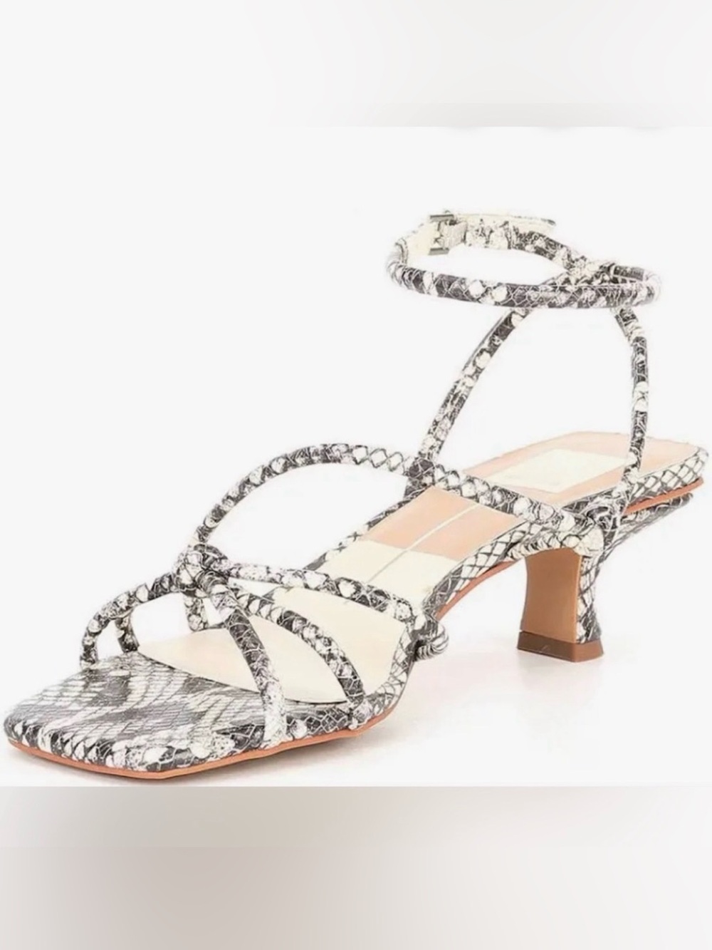 Dolce Vita Black Snake Print Kitten Heel
